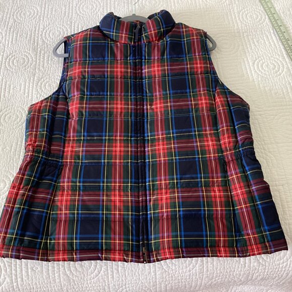 Talbots Womens Down Filled Puffer Vest Size L Gilet Multicolor Lined Plaid - Picture 9 of 13